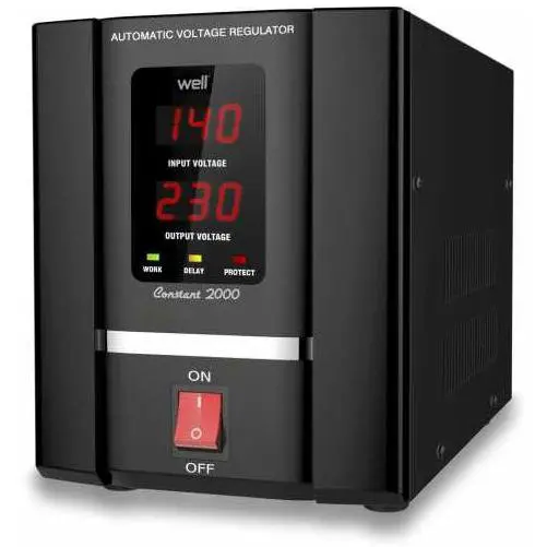 Stabilizator automat de tensiune cu servo motor 2000VA / 1200W, Well AVR-SRV-CONSTANT2000-WL