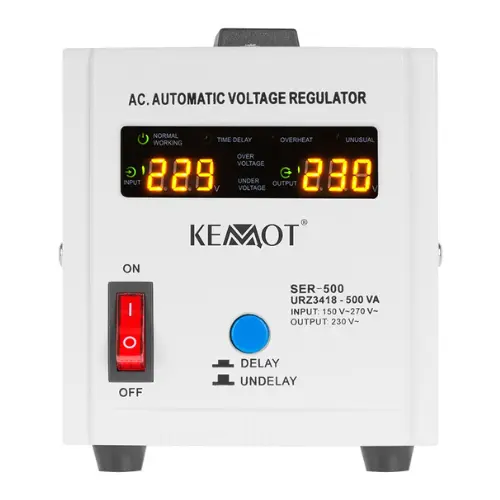 Stabilizator de tensiune 500VA cu ecran LCD, monofazat, transformator toroidal, KEMOT URZ3418