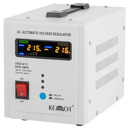 Stabilizator de Tensiune Automat 2000VA, 145-260V AC, 2 x Schuko, Monofazat, Kemot