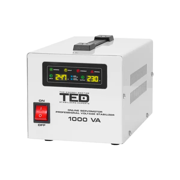 Stabilizator de tensiune cu servomotor monofazat 1000VA/600W, TED Electric TED004697