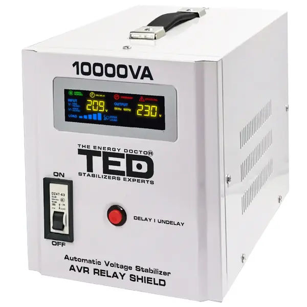 Stabilizator de tensiune monofazat 10 kVA / 6000 W, tehnologie relee, TED Electric TED000071