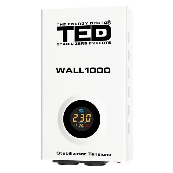 Stabilizator de tensiune TED Electric 1000VA, 600W, 230V, unda sinusoidala pura, display digital
