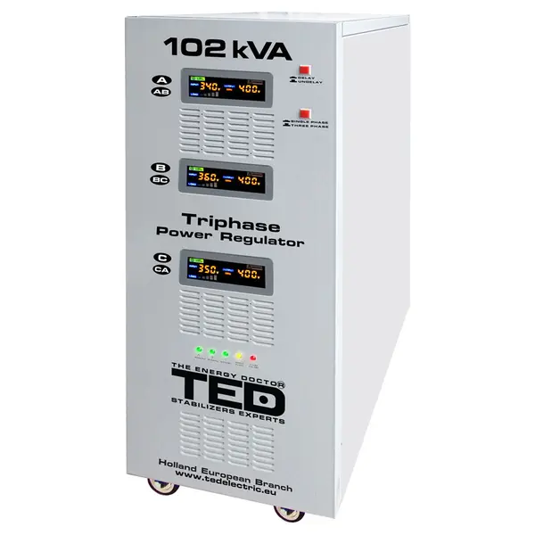 Stabilizator de tensiune trifazic cu servomotor TED 102kVA-SVC TED000064, 102000 VA/70000 W