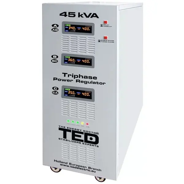 Stabilizator retea TED maxim 45KVA cu servomotor, trifazat, TED45K3SVC, 36KW
