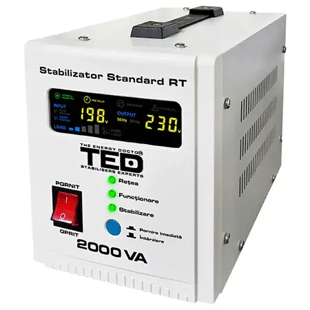 Stabilizator Tensiune Automat 2000VA 1200W, Toroidal, Intarziere 6s 180s, AVR, Ted Electric