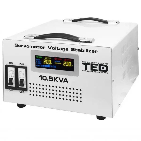 Stabilizator tensiune monofazat 6000W ServoMotor 2 iesiri Schuko + ecran LCD , TED Electric TED000033