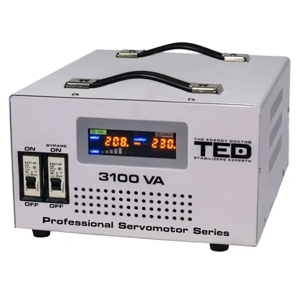 Stabilizator Tensiune Servomotor 3100VA TED Electric, Tensiune 140V-270V Intrare, 220V ±10% Iesire