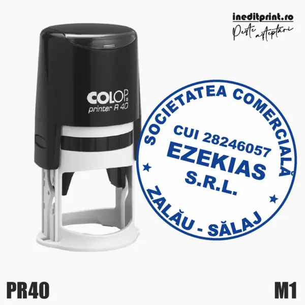 Stampila Printer R40 Societate Comerciala Tus albastru