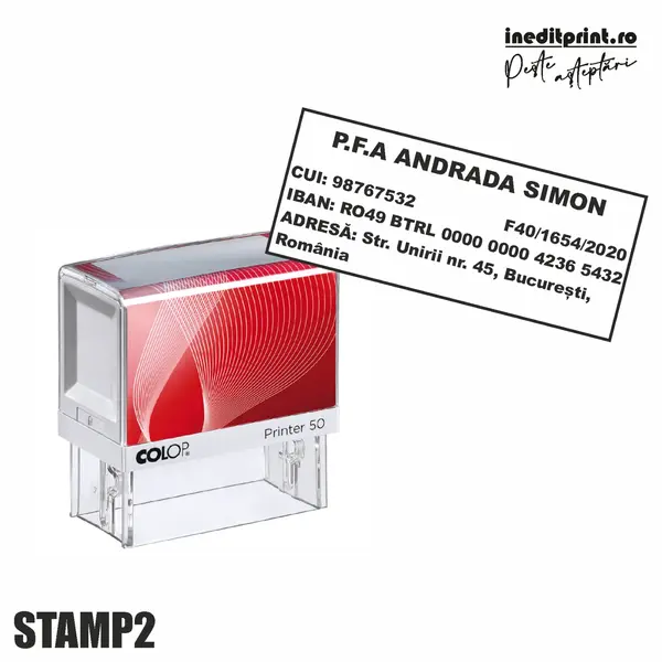 Stampila Printer STAMP2 - PFA Tus negru, PRINTER 60