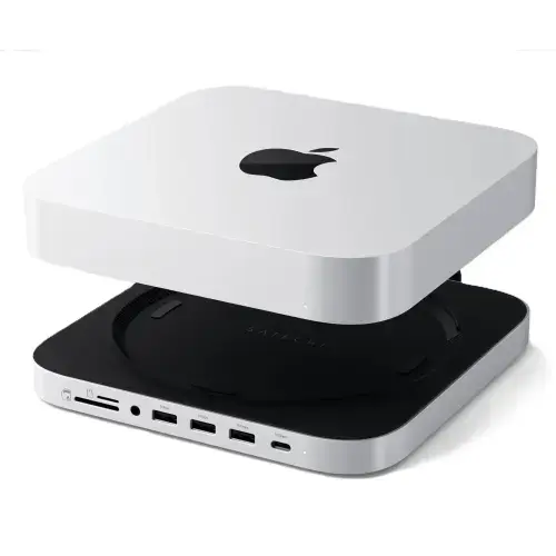 Stand si hub Satechi ST-GMMSHS pentru Mac Mini / Studio cu carcasa SSD NVMe (Argintiu)