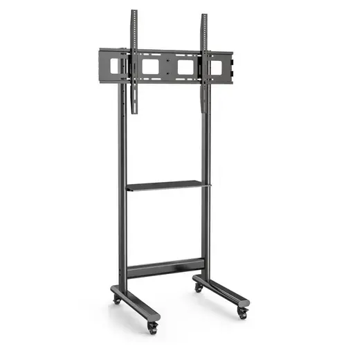 Stand TV mobil pe roti, raft pentru dispozitive multimedia, 50 - 90 inch, reglabil, Techly ICA-TR74, Negru
