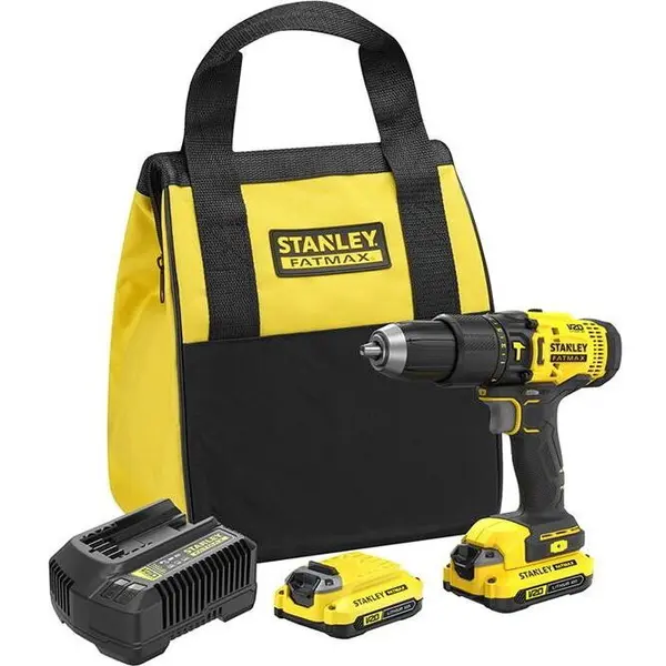 Stanley Masina de gaurit si insurubat Stanley SFMCD711C2S, cu percutie, 18 V, 1500 rpm, Galben/Negru