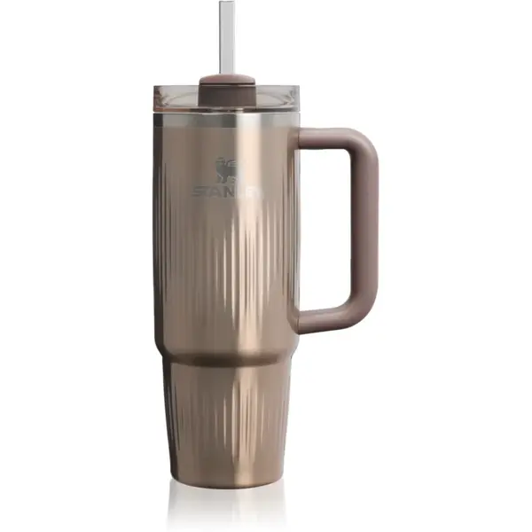 Stanley Quencher H2.O FlowState™ Fluted Tumbler pahar din oțel inoxidabil cu pai medium Pale Gold Shine 890 ml