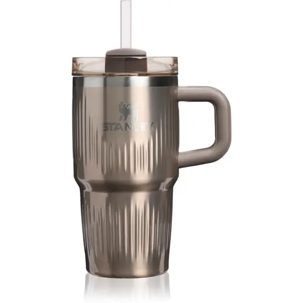 Stanley Quencher H2.O Fluted Tumbler pahar din oțel inoxidabil cu pai mic Pale Gold Shine 590 ml