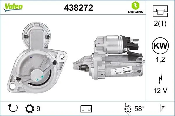 starter VALEO ORIGINS NEW OE TECHNOLOGY 438272