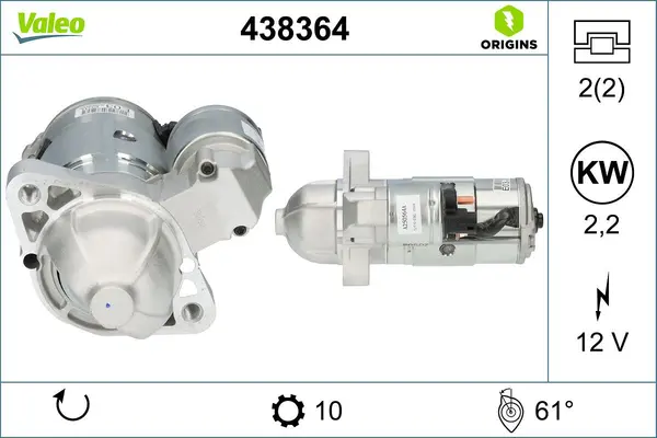 starter VALEO ORIGINS NEW OE TECHNOLOGY 438364