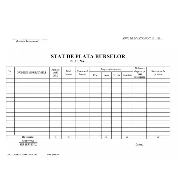 Stat pentru plata burselor A4 50 bucăți/set Stat pentru plata burselor A4 50 bucăți/set