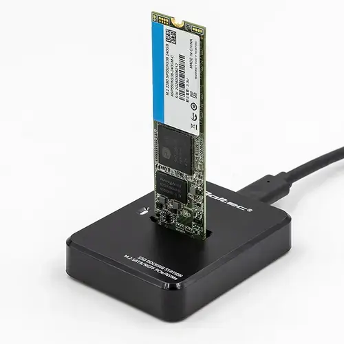 Statie andocare SSD Qoltec 50313, M.2, SATA, PCIe, NGFF/NVMe, USB 3.1 (Negru)