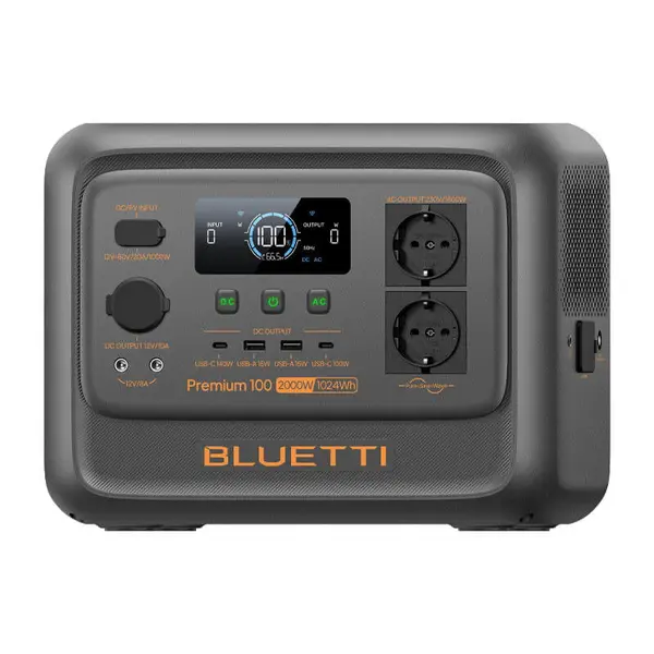 Statie de alimentare portabila Bluetti Premium 100 V2, 1800W 1024Wh, Ecran LCD, LiFePO4, Putere de varf 3600W