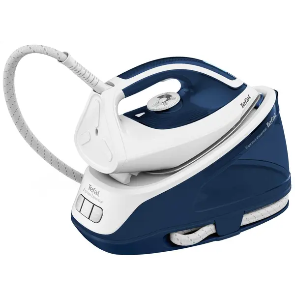 Statie de calcat cu abur Tefal Express Essential SV6116E0, 2200W, abur variabil 0-120 g/min, jet de abur 270 g/min, 1.4l, talpa ceramica, alb & albastru