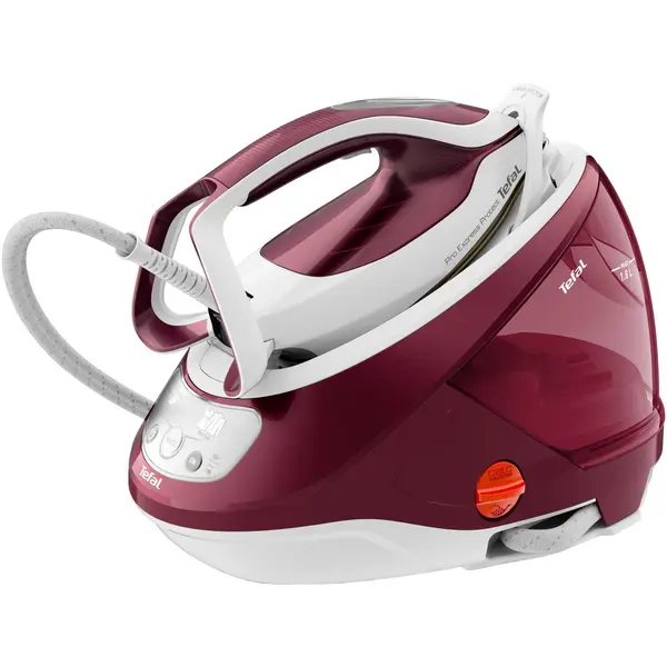 Statie de calcat cu boiler de inalta presiune Tefal Pro Express Protect GV9220E0, 2600W, jet de abur 540 g/min, abur variabil 0-135 g/min, presiune 7.5 bar, capacitate rezervor 1.8L, functie Auto OFF, alb & rosu