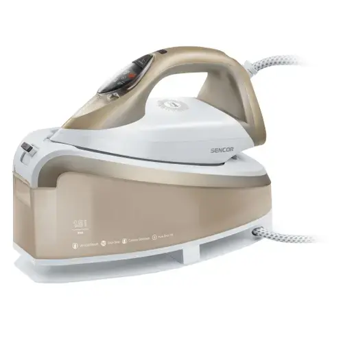 Statie de calcat Sencor SSI0810VT, 2400 W, Debit de abur continuu 130 g/min, 5.5 bar, Jet de abur 395 g/min (Alb/Auriu)