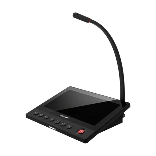 Stație de difuzare audio cu monitor IPS 7 touchscreen și microfon gooseneck, Hikvision DS-QAZ1MP7G1