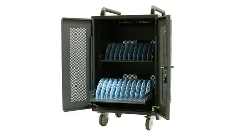 Statie de incarcare Avtek 1MV057, pentru tablete si laptopuri de pana la 15.6inch, suporta pana la 30 de dispozitive, sistem de securizare cu cheie, cu protectie la supratensiune, sistem de racire incoporat, organizator de cabluri incorporat