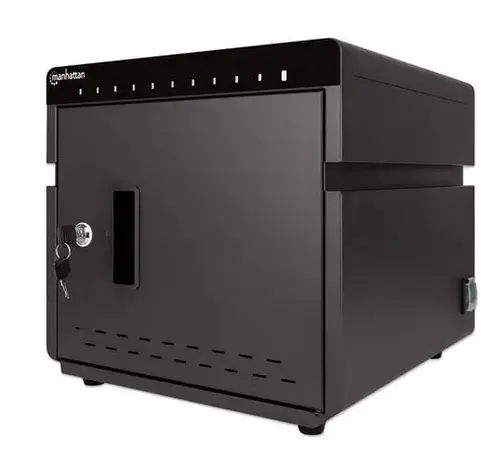 Statie de incarcare Manhattan 715942 pentru tablete si telefoane cu display de pana la 10inch, suporta pana la 10 dispozitive, tip port USB-C PD, putere totala 180, 18W per port, cu protectie la supratensiune, ventilatie silentioasa, carcasa de metal