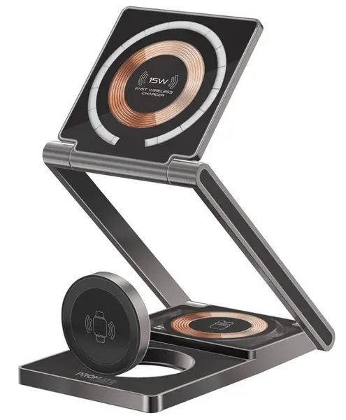 Stație de încărcare ProMate - LucidFold-Trio, MagSafe, 15W, negru