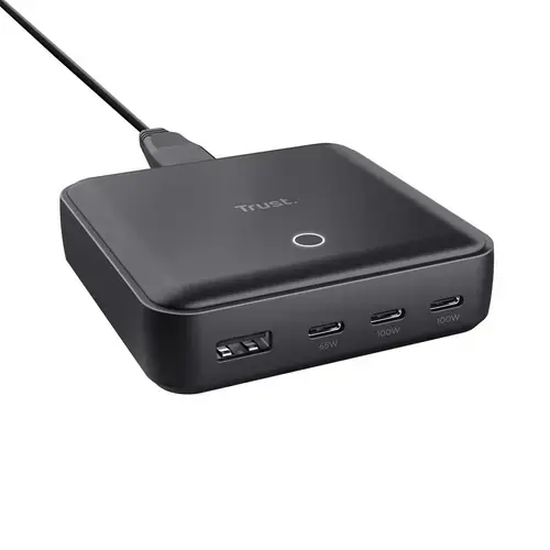 Statie de incarcare Trust 25242, MAXO, 100W, 4-porturi, USB-C, 85x85x25mm, Negru