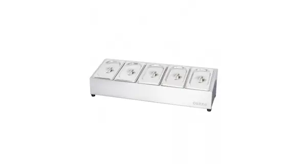 Statie de sosuri cu 5 recipiente si 5 capace din otel inoxidabil Cozze 90325