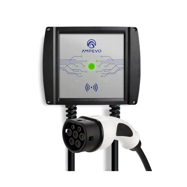Statie incarcare masini electrice Ampevo AMP322T2GC-CP+RFID, 22 kW, Type 2, trifazat, cablu 5 m + 2x card RFID