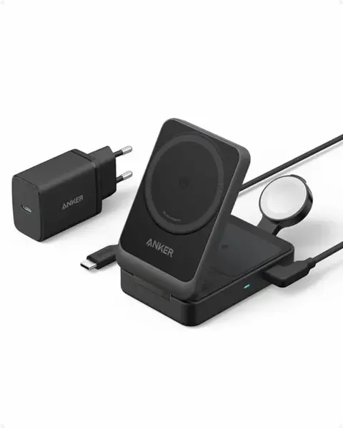 Statie incarcare wireless Anker Mag go 15W 3in1 Statie incarcare wireless Anker Mag go 15W 3in1