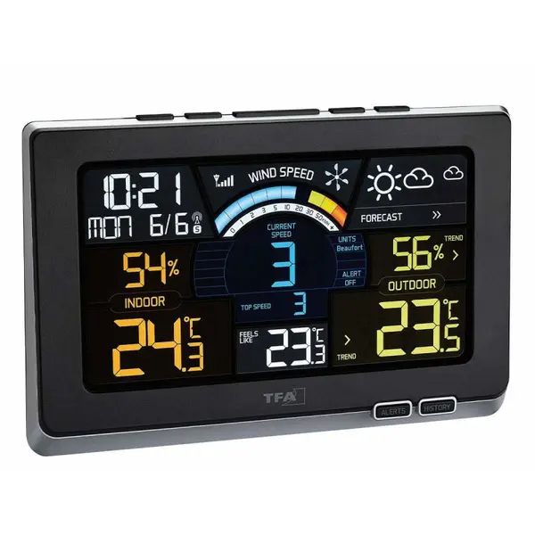 Statie meteo digitala Spring Breeze cu senzor extern wireless de temperatura, umiditate, viteza vant