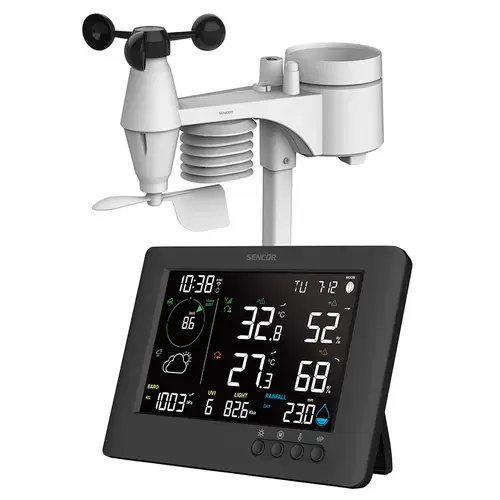 Statie meteo profesionala SENCOR SWS10500WIF, 7in1, Wi-Fi, Ecran LCD 5.7inch (Negru)