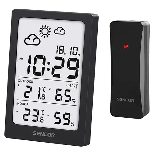 Statie meteo wireless SENCOR SWS2300B, Pana la 3 senzori, Alerta de inghet (Negru)