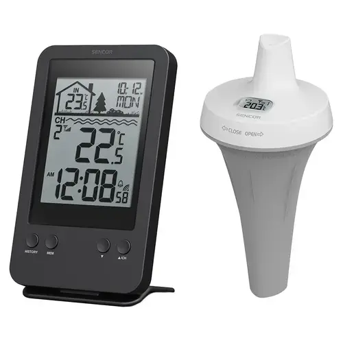 Statie meteo wireless SENCOR SWS6900POOL, Afisaj LCD 4.1inch, 8 senzori, Functie alarma si amanare (Negru)