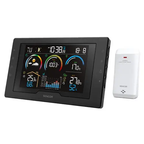 Statie meteo wireless SENCOR SWS8000, Ecran LCD 5.7inch, Prognoza meteo 12-24 ore (Negru)
