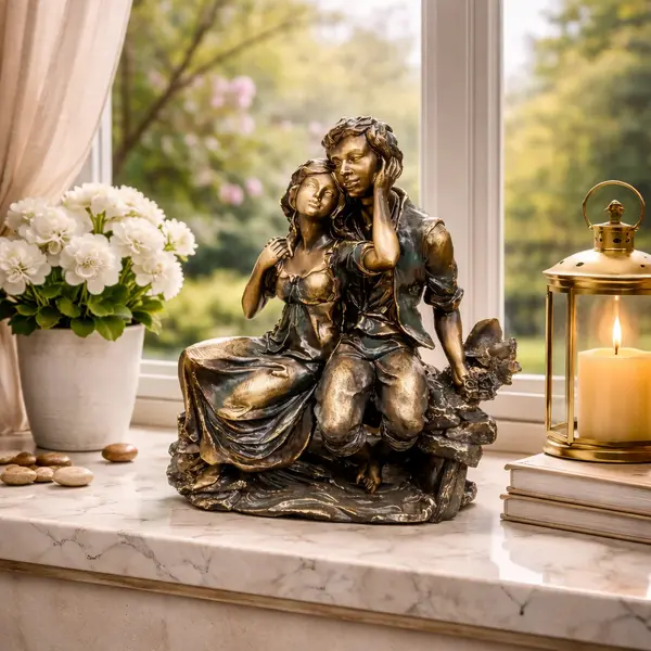 Statueta decorativa cuplu romantic – eleganta si emotie in detalii fine, 28 cm
