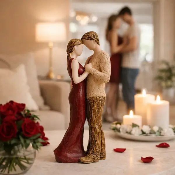 Statueta decorativa, cuplu romantic, rasina finisata, 28 cm