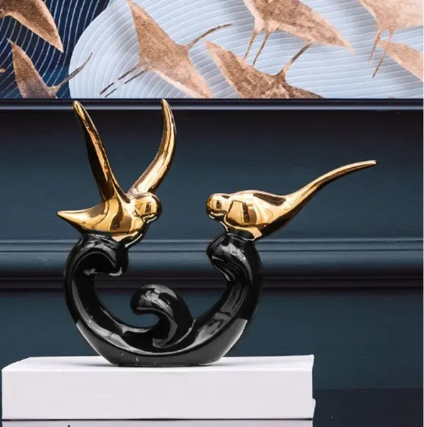 Statuetă Morello - Bird Black & Gold, 19 х 22.5 х 11 cm