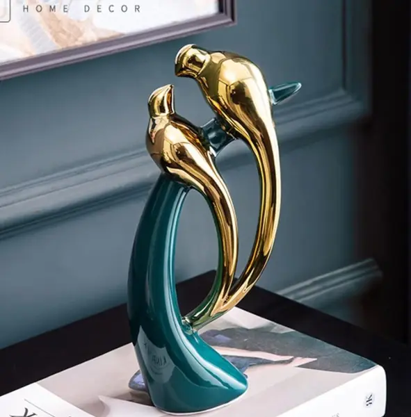 Statuetă Morello - Bird Green & Gold, 26 х 13 х 6.5 cm