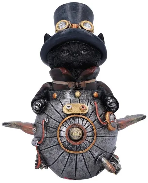 Statuetă Nemesis Now Adult: Steampunk - Feline Invention, 14 cm