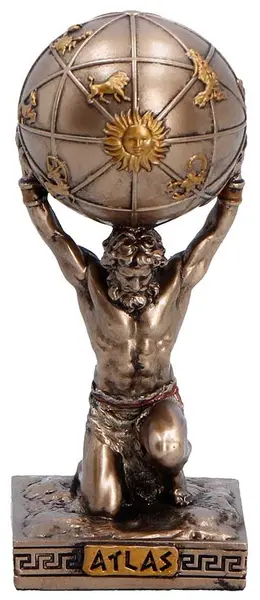 Statuetă Nemesis Now Mythology: Greek Mythology - Atlas Titan Bearer of the Sky, 9.1 cm