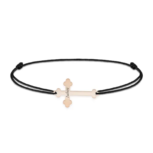 Stavros - Bratara personalizata cruce din argint 925 placat cu aur roz