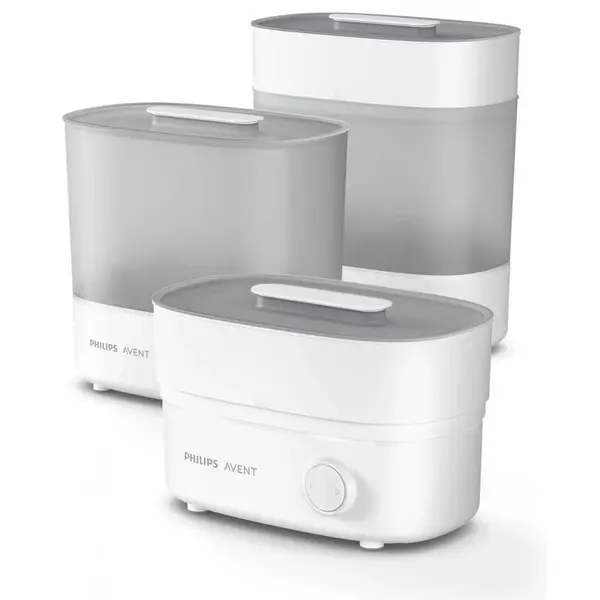 Sterilizator electric, Philips Avent, Pentru biberoane, Cu tava de scurgere, Sterilizare in 10 min, Design compact, 220V, Alb