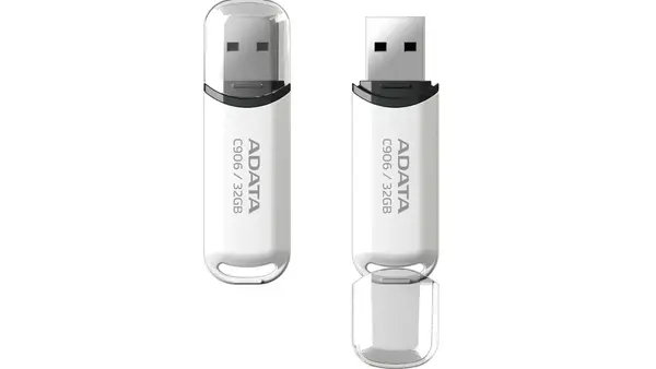 Stick memorie USB 32GB ADATA C906, AC906-32G-RWH, USB 2.0, capac atasat, culoarea alba