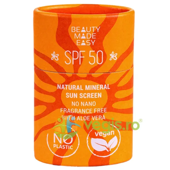 Stick Solid Protectie Solara Minerala SPF50 pentru Fata si Corp cu Aloe Vera 30g
