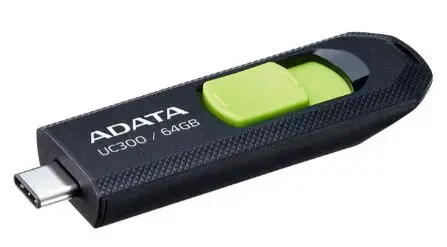 Stick USB A-DATA ACHO-UC300-64G-RBK, 64GB, USB-C (Negru/Verde)